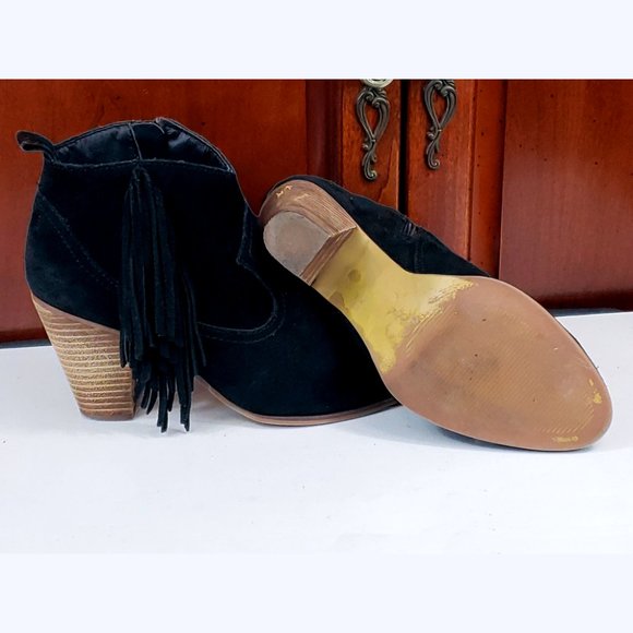 Steve Madden Ponncho Black Suede Fringe Ankle Boots Pre-owned great condition 👀 - Picture 4 of 8